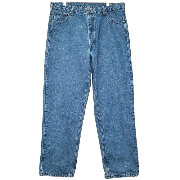 VTG Carhartt Flannel Lined Insulated Denim Jeans B21 DST 40X34 Work Grunge Y2K - Picture 1 of 9